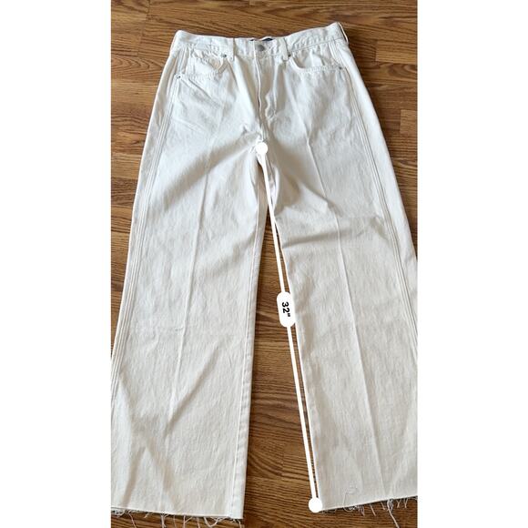 Veronica beard Ecru TAYLOR CROPPED WIDE-LEG high rise JEAN size 32/ US 14 - Picture 7 of 15